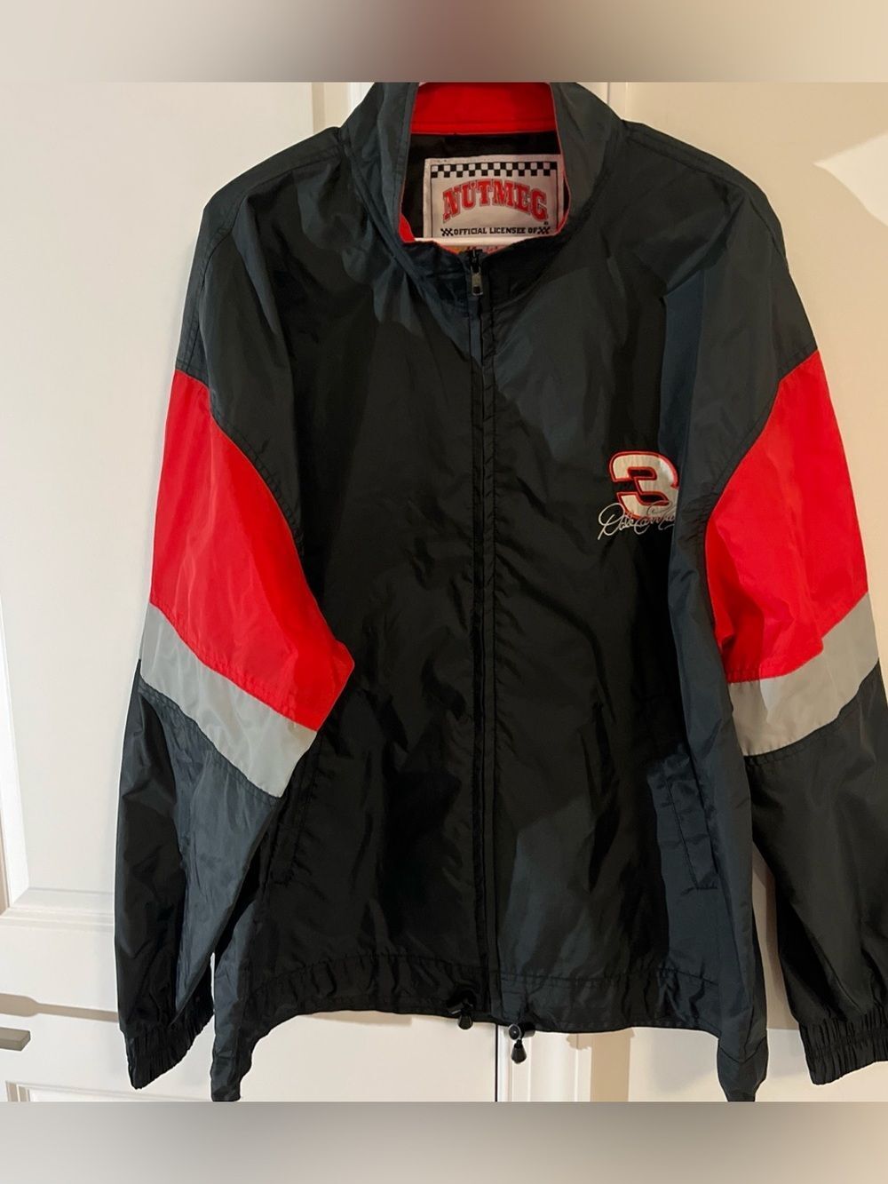 Vintage Black Nutmeg #3 Dale Earnhardt Nascar Coat Nylon Team Zipper Jacket XL